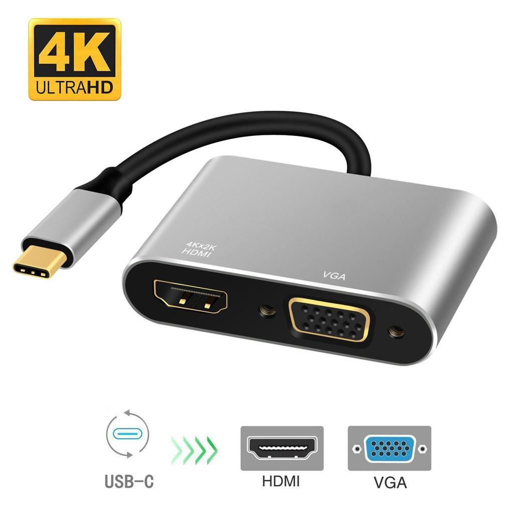 Cáp chuyển đổi từ cổng USB TypeC sang HDMI và VGA NTC VS-01 hỗ trợ 4K - Nhất Tín Computer