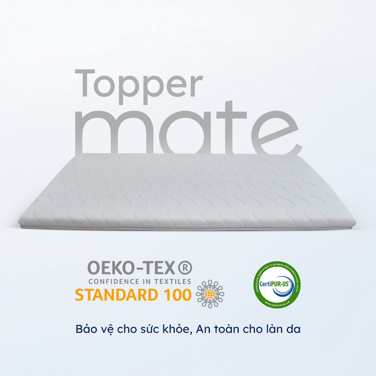Nệm Trải Sàn Cao Cấp Foam Topper Mate Ru9 - Màu Xám | Lớp Foam Nâng Đỡ | 5 Kích Thước | 07 Ngày 1 Đổi 1