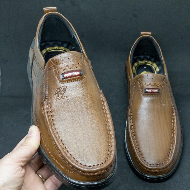 Giày lười nam da bò êm mềm, cam kết da thật 100%