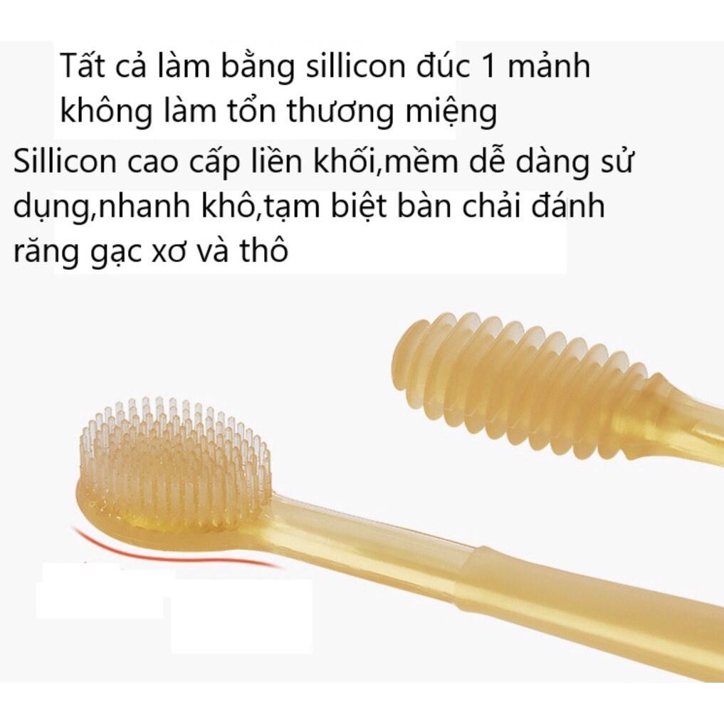 Bộ Rơ Lưỡi Silicon Bàn Chải Đánh Răng Silicon Vkool JaPan Chống Tưa Lưỡi Nấm Lưỡi Rưa Lưỡi Mềm Mại Cho Bé Từ 0-18 Tháng