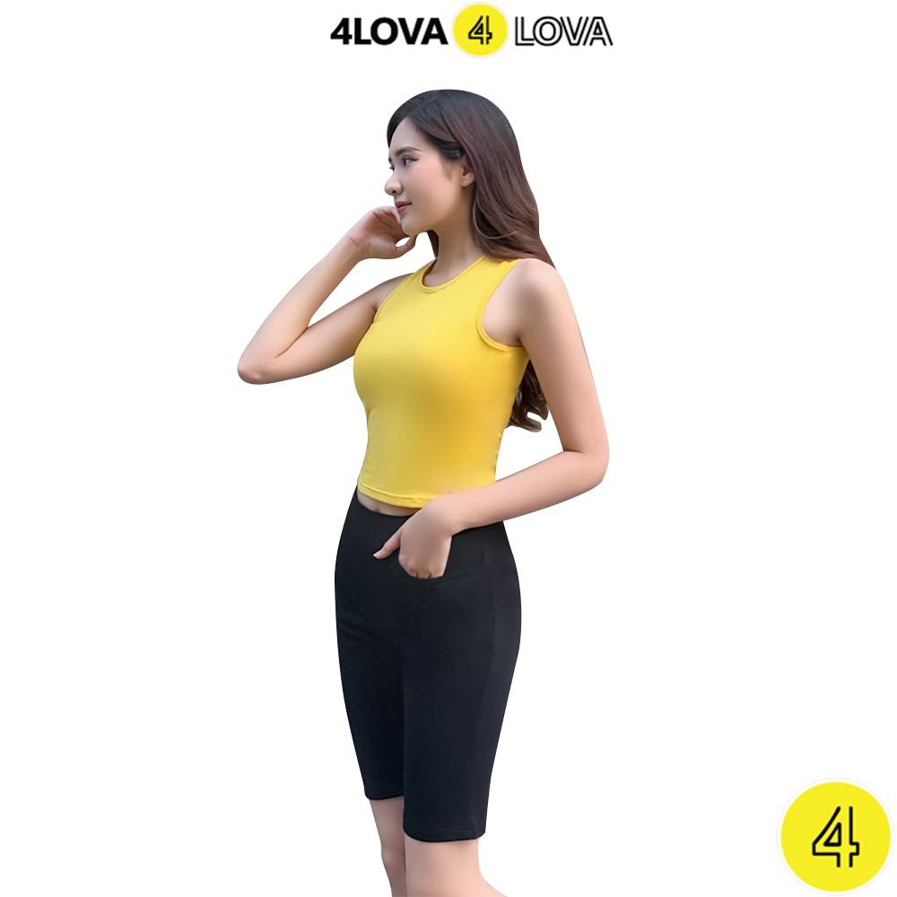 Áo croptop nữ ba lỗ 4LOVA kiểu ôm sát nách chất liệu cotton cao cấp thoáng mát, mềm mại