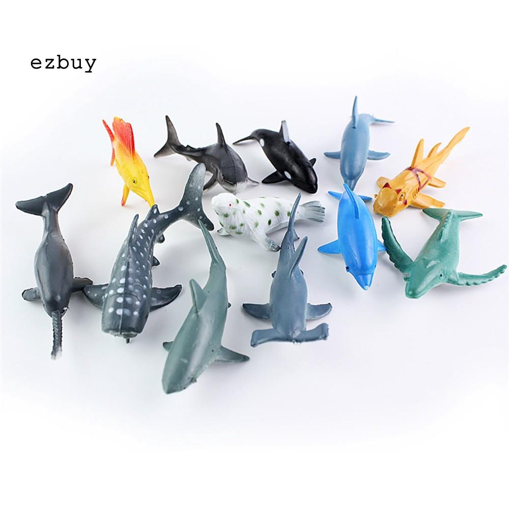 【EY】24Pcs Realistic Mini Sea Life Animal Whale Lobster Figures Educational Kids Toy