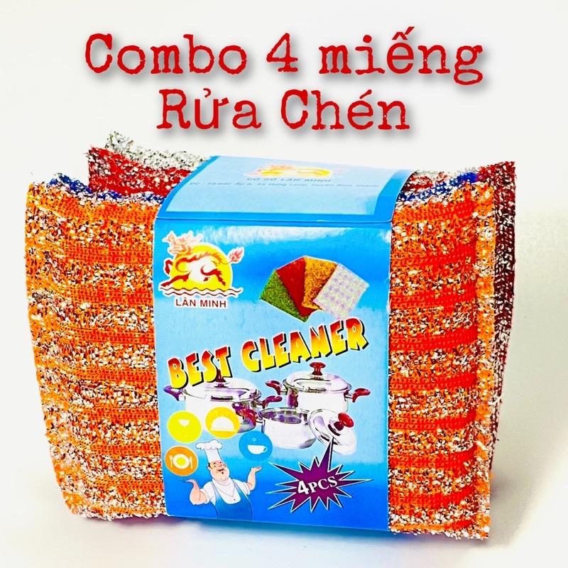 Combo 4 Miếng Rửa Chén Kim Tuyến Loại Tốt Best Cleaner