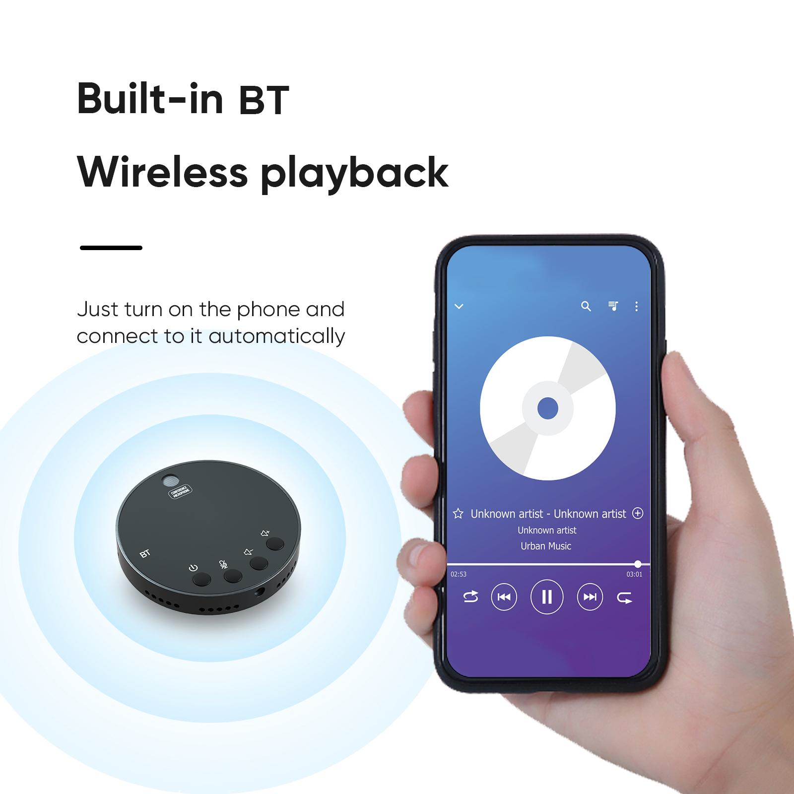 Y08 Desktop USB Conference Speakerphone BT Microphone 360° Omnidirectional Condenser Plug & Play PC Computer Mic