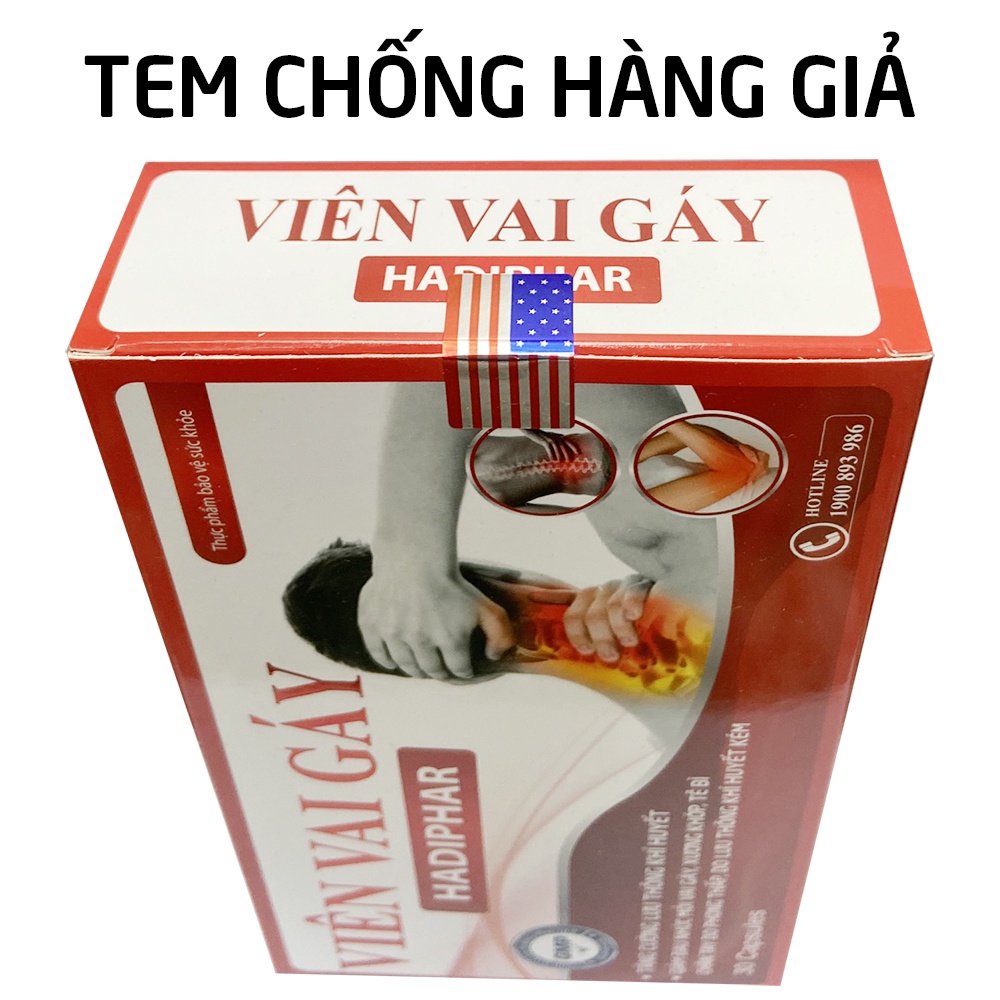 Viên Vai Gáy Hadiphar Hỗ trợ giảm thoái hóa đốt sống cổ, cột sống, hết đau mỏi vai gáy, bồi bổ khí huyết