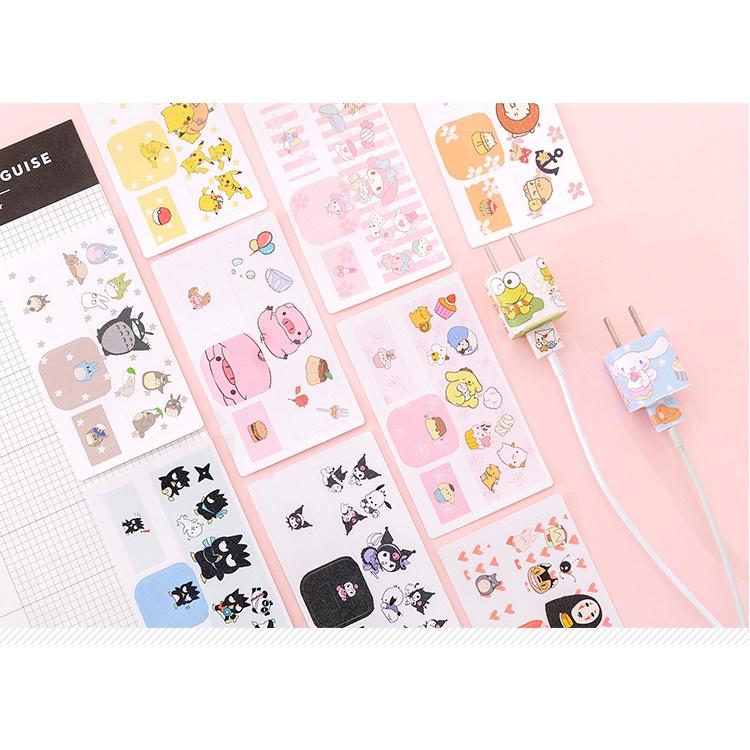 Sticker cute miếng dán bảo vệ củ sạc cho điện thoại họa tiết hoạt hình