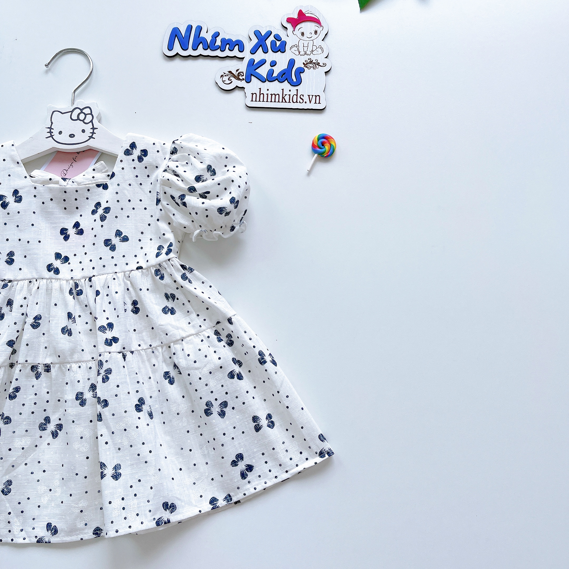 Váy Limited Trắng Cho Bé Gái 4 Đến 18kg, Đầm Bé Gái Chất Boi Cotton Mặt Xước