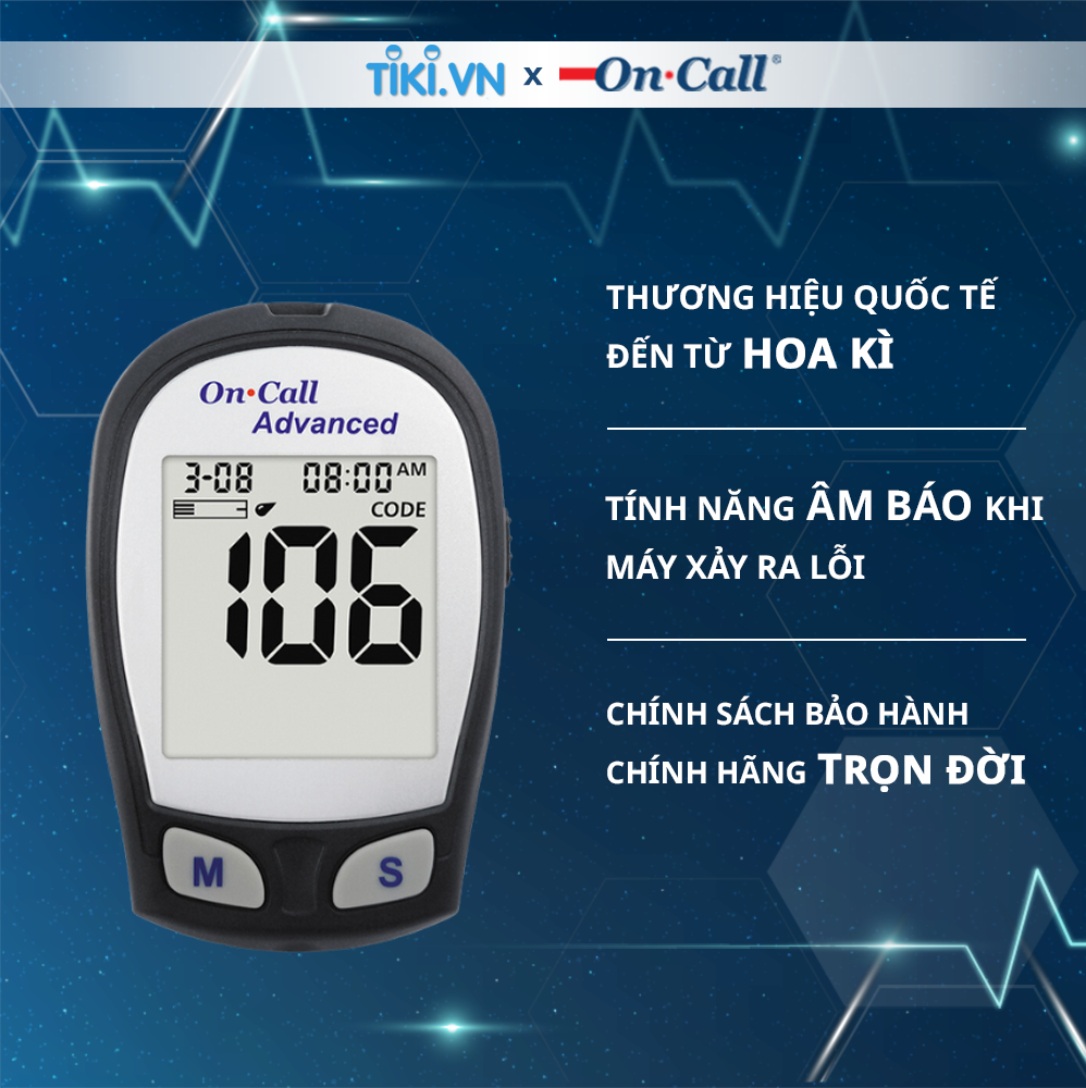 Máy Đo Đường Huyết On Call Advanced Độ Chính Xác Cao, Cho Kết Quả Sau 5 Giây - Chưa Có Que Thử