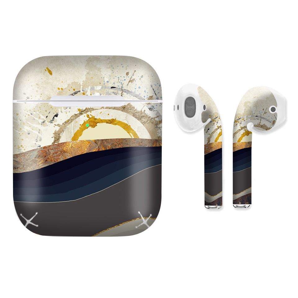 Miếng dán skin chống bẩn cho tai nghe AirPods in hình giả sơn mài - GSM033 (bản không dây 1 và 2