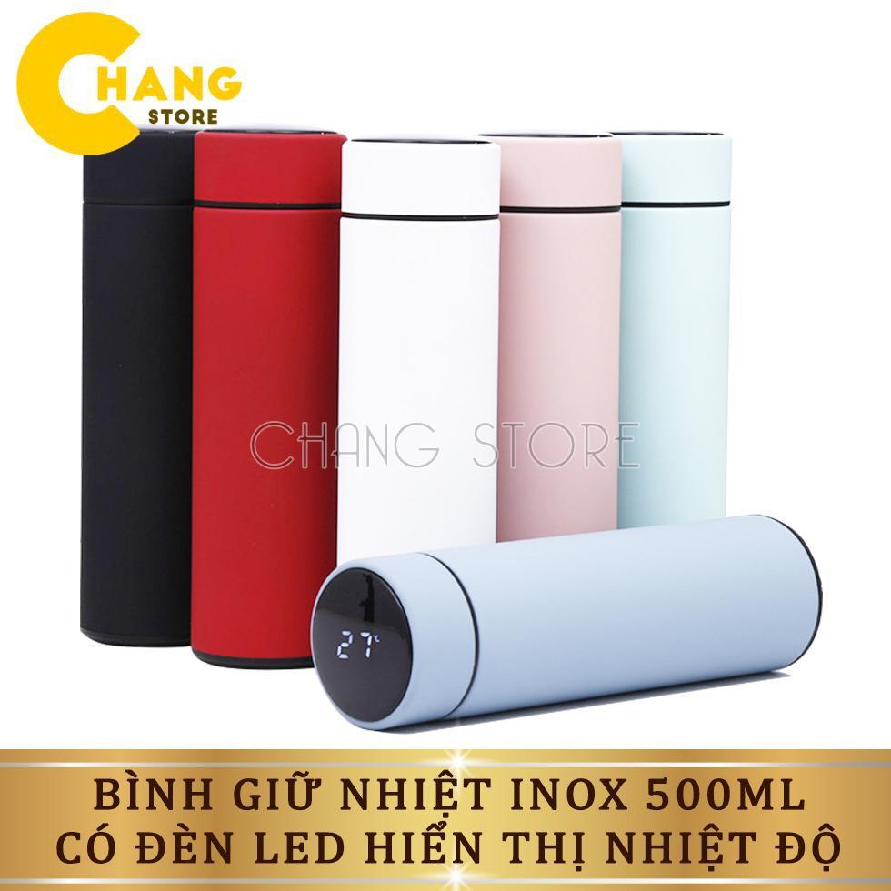 Bình giữ nhiệt inox 2 lớp thông minh có đèn LED hiển thị nhiệt độ dung tích 500ml nhỏ gọn, sang trọng