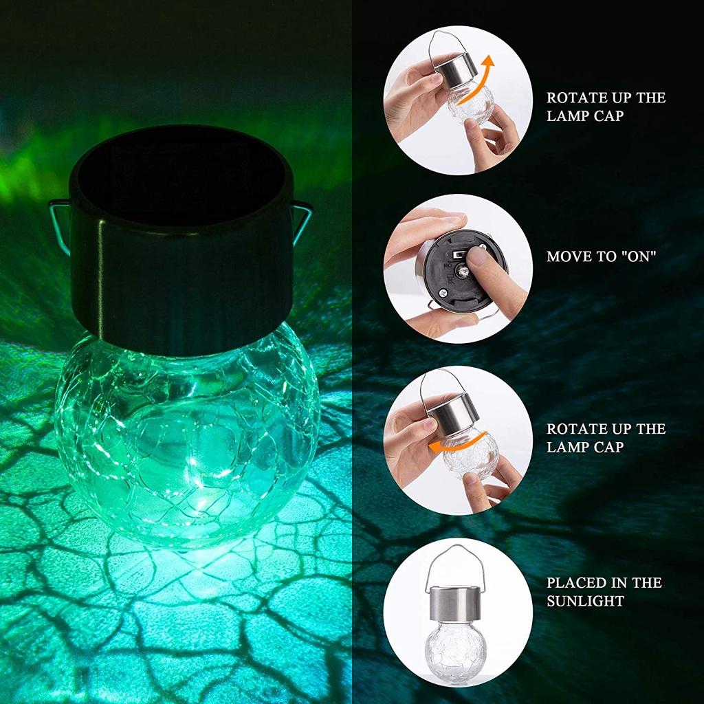 Bộ 4 Đèn LED Năng Lượng Mặt Trời Chống Thấm Nước Tiết Kiệm Năng Lượng Cho Sân Vườn
