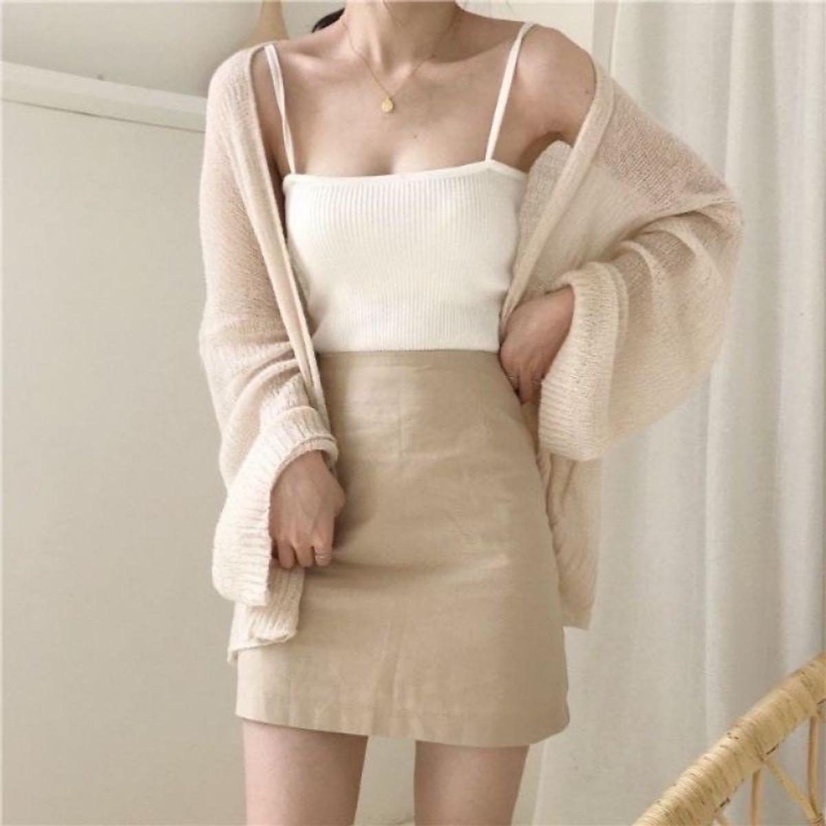 Áo Khoác Cardigan Len Tơ mỏng xinh xắn cho nữ