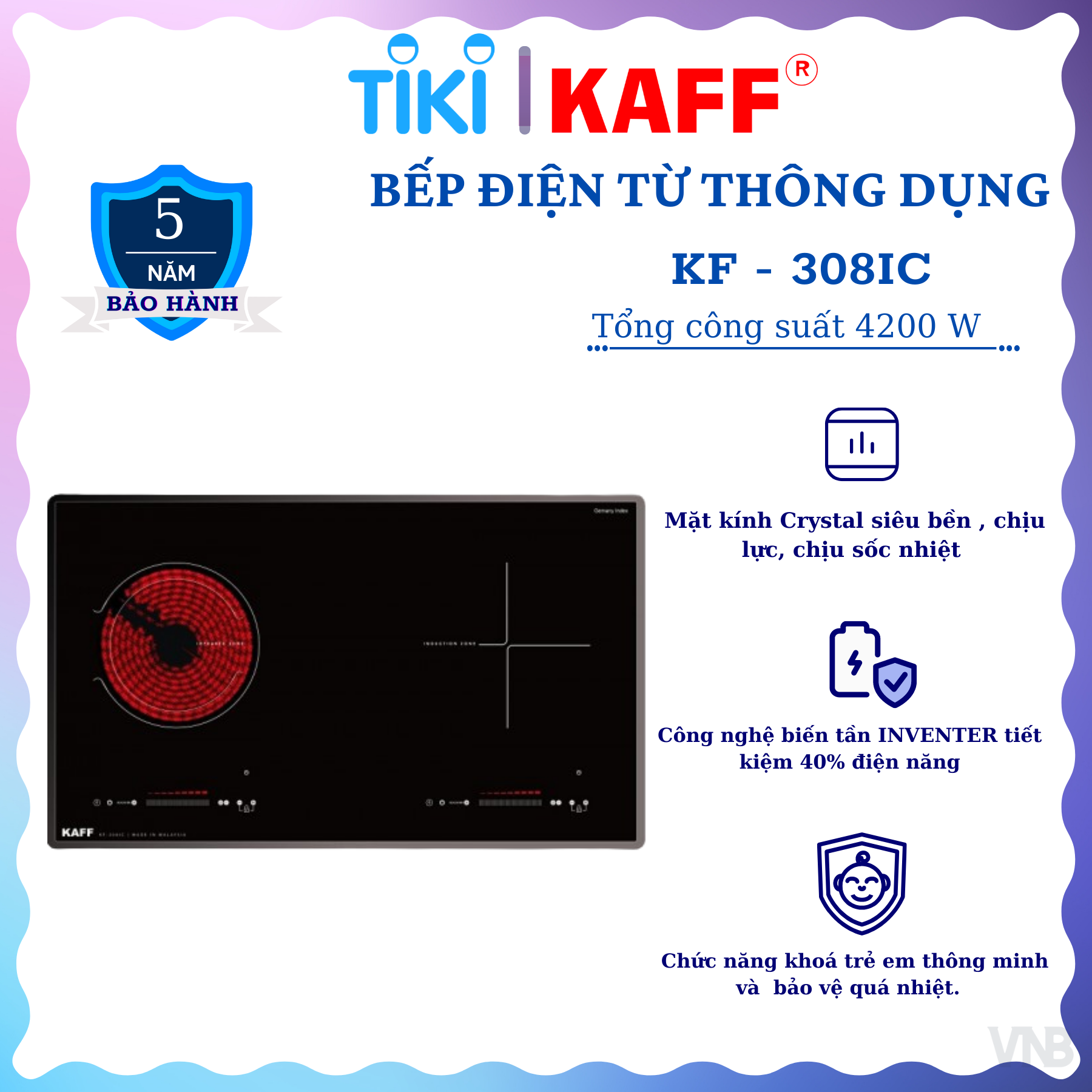 Bếp điện từ đôi kết hợp KAFF KF-308IC - Hàng chính hãng