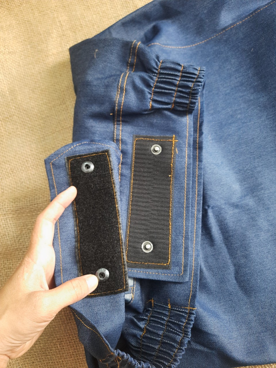 Váy chống nắng Jean dày dạng quây hoặc xẻ tà vừa dán vừa nút 95-100 cm