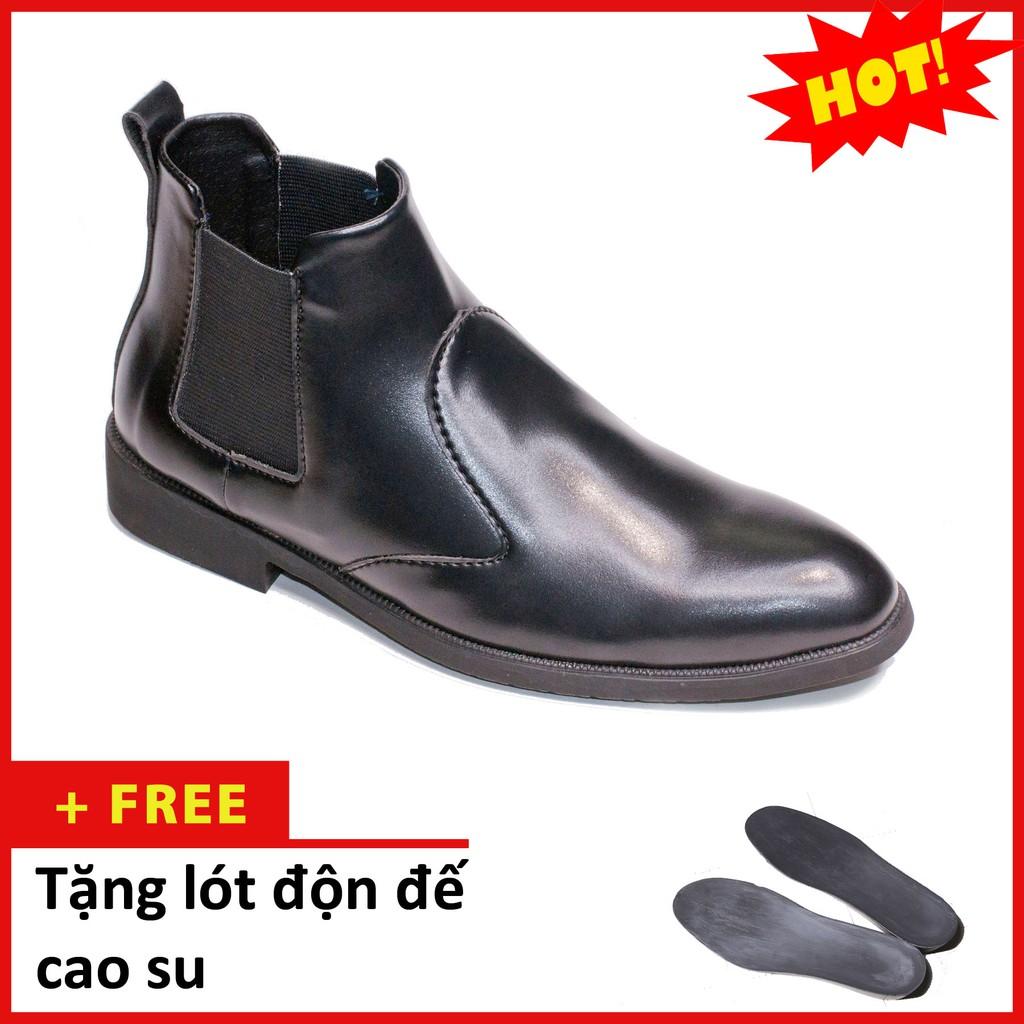 Giày Chelsea Boot Nam Cổ Chun Da Nhám Màu Đen Đế Khâu Rất Chắc Chắn - CB520-NHAMCHUN (DD)-NHAMDEN