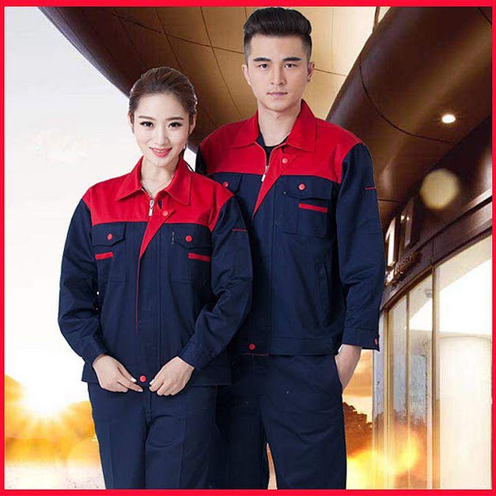 Quần áo bảo hộ lao động dài tay khóa kéo nam nữ kaki loại dày SHUNI