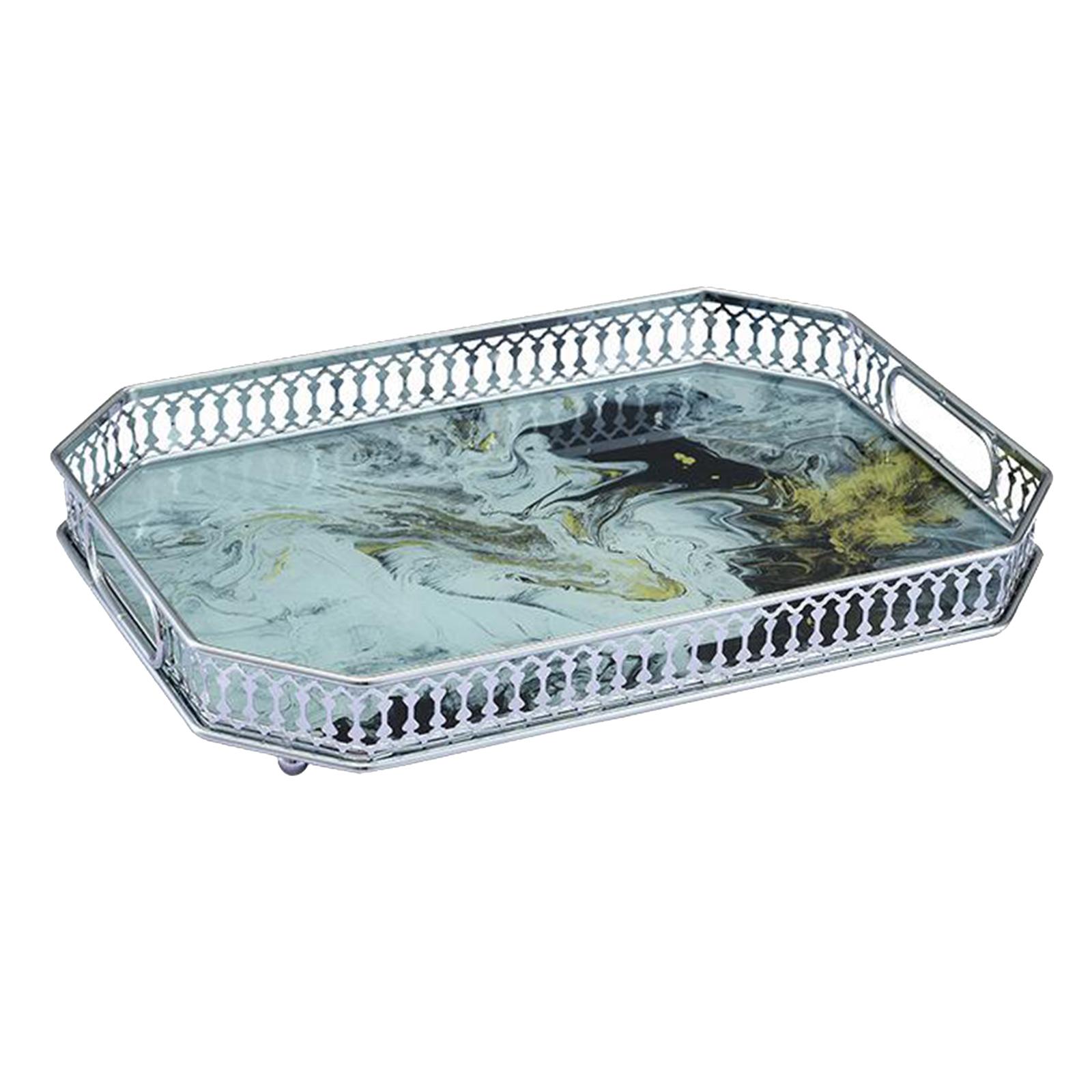 Mirrored Crystal Vanity Makeup Tray Ornate Jewelry Trinket Tray Organizer Cosmetic Perfume Bottle Tray Decorative Tray Home Decor