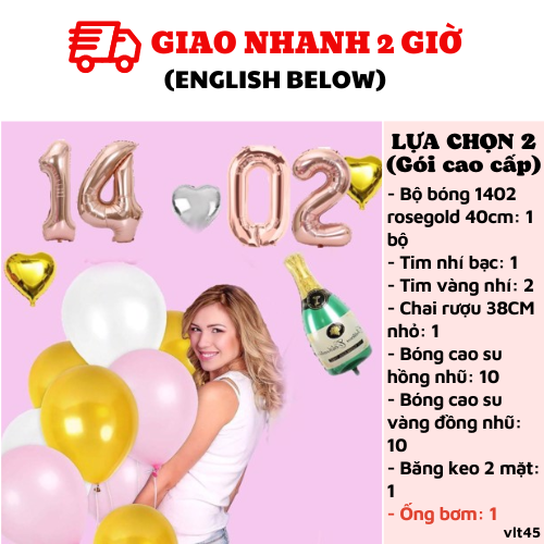 Bộ bong bóng trang trí set balloon Valentine's day vlt45