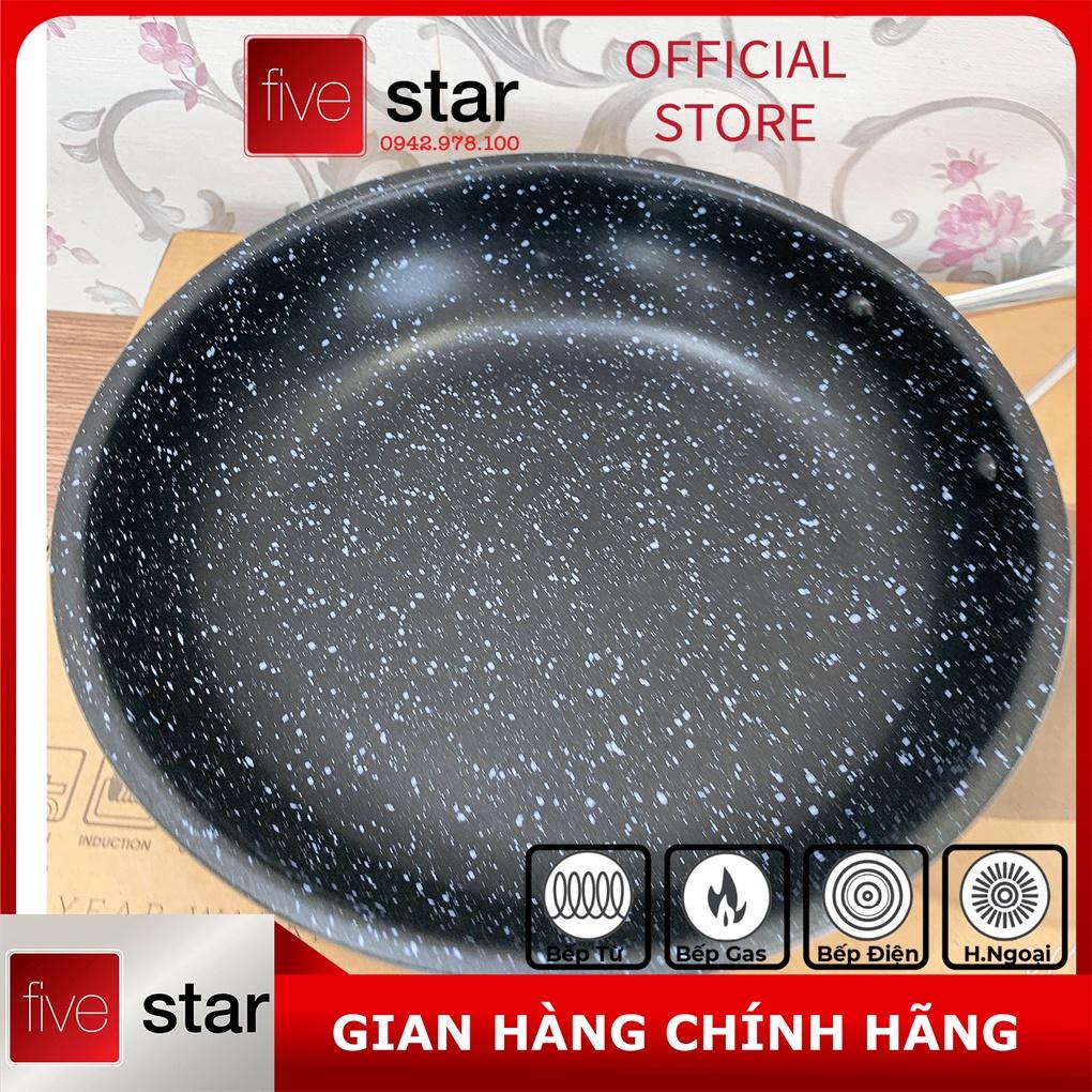 Bộ nồi và chảo chống dính vân đá 3 lớp đáy liền inox 304 cao cấp Fivestar Plus 5 món quai oval nắp kính , tặng 1 sạn inox