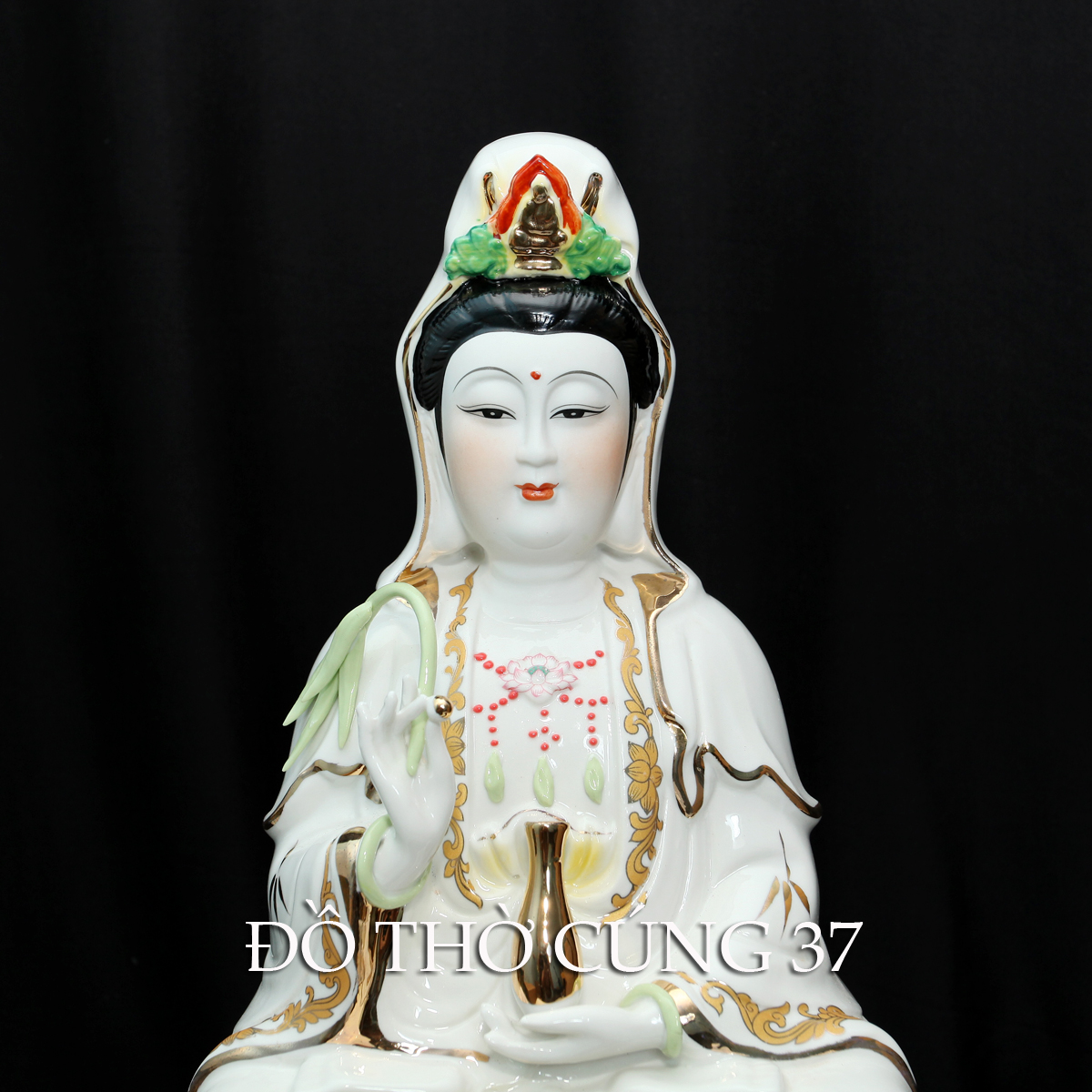 Tượng Quan Âm Bồ Tát Chất Liệu Men Sứ