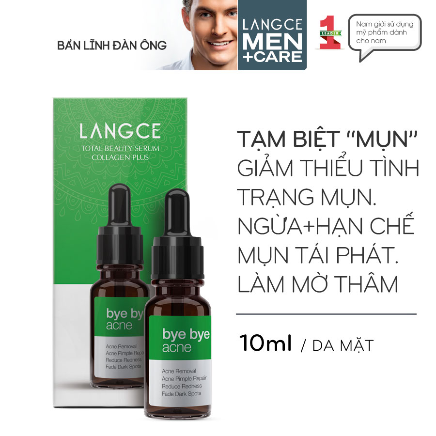 Serum Collagen+ Tạm Biệt Mụn Đẹp Da 10ml LANGCE dành cho Nam TẶNG Gel Vệ Sinh Vùng Kín Nam 100ml LANGCE