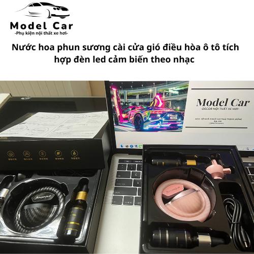 Nước hoa phun sương cài cửa gió điều hòa ô tô tích hợp đèn led cảm biến theo nhạc