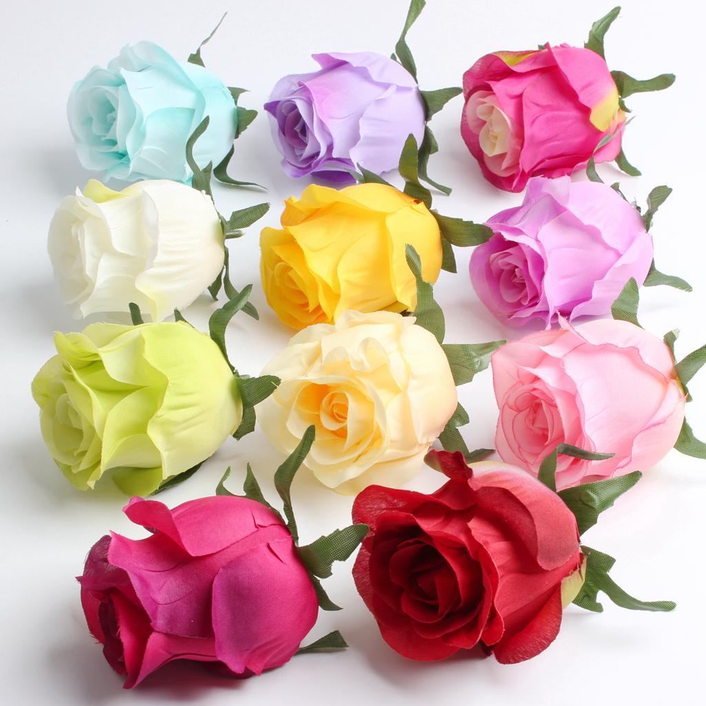 2X 10pcs Artificial Silk Rose Flower Head DIY Bouquet Wedding Decor Multi