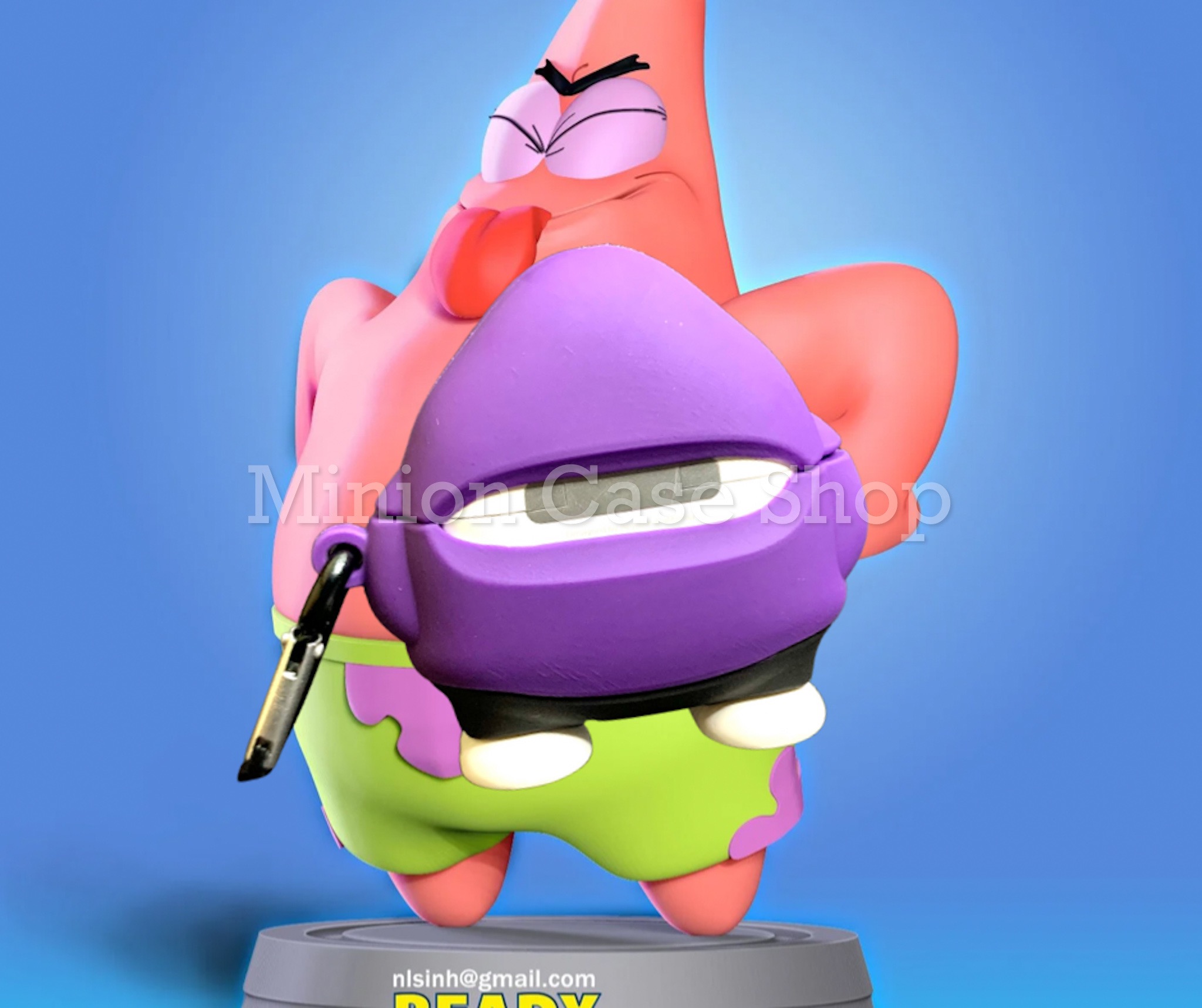 Bao Case Ốp dành cho Airpod 3 patrick star áo hoodie tím siêu cool silicon 3d cao cấp