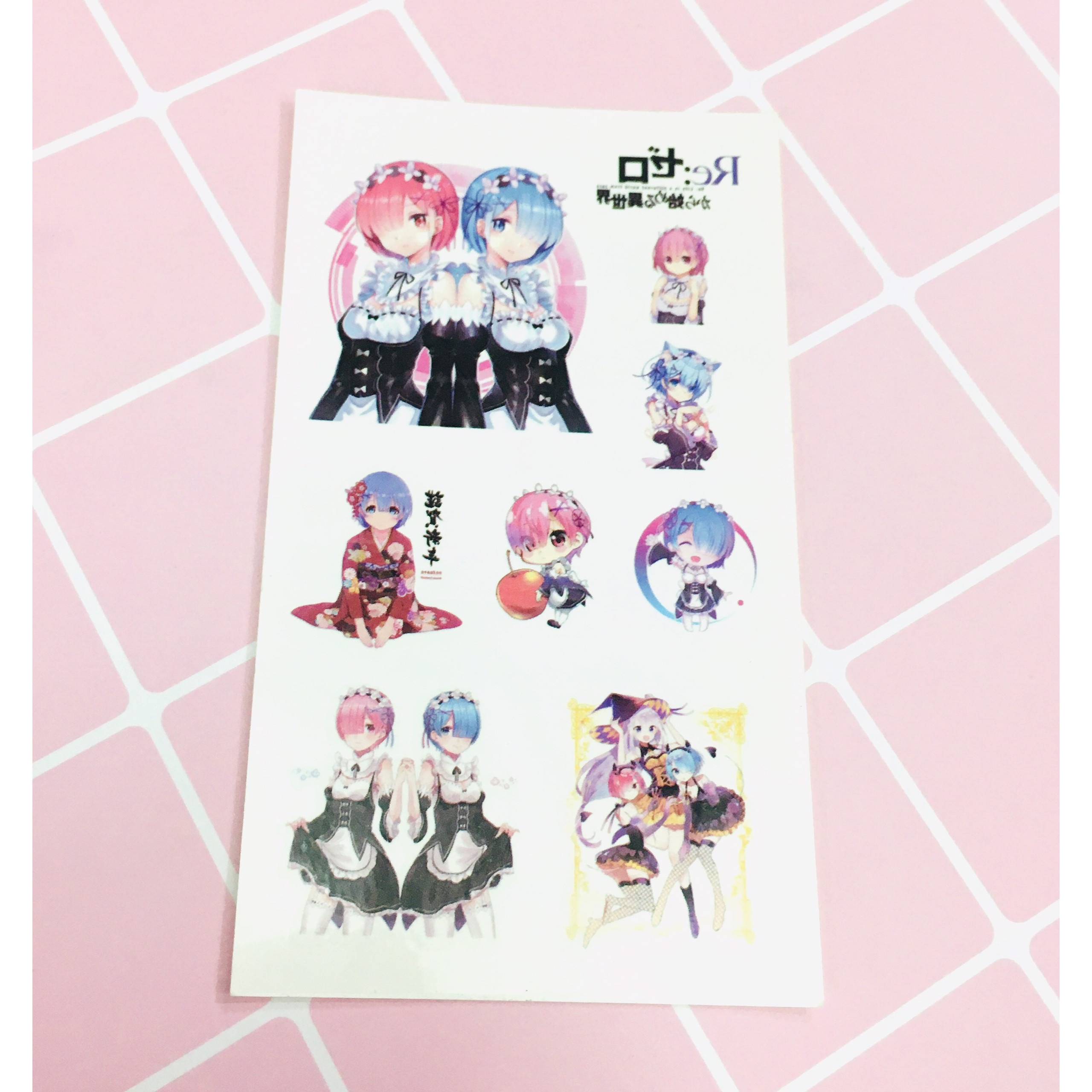 Set 5 Bảng hình xăm RE:ZERO Sticker Tattoo