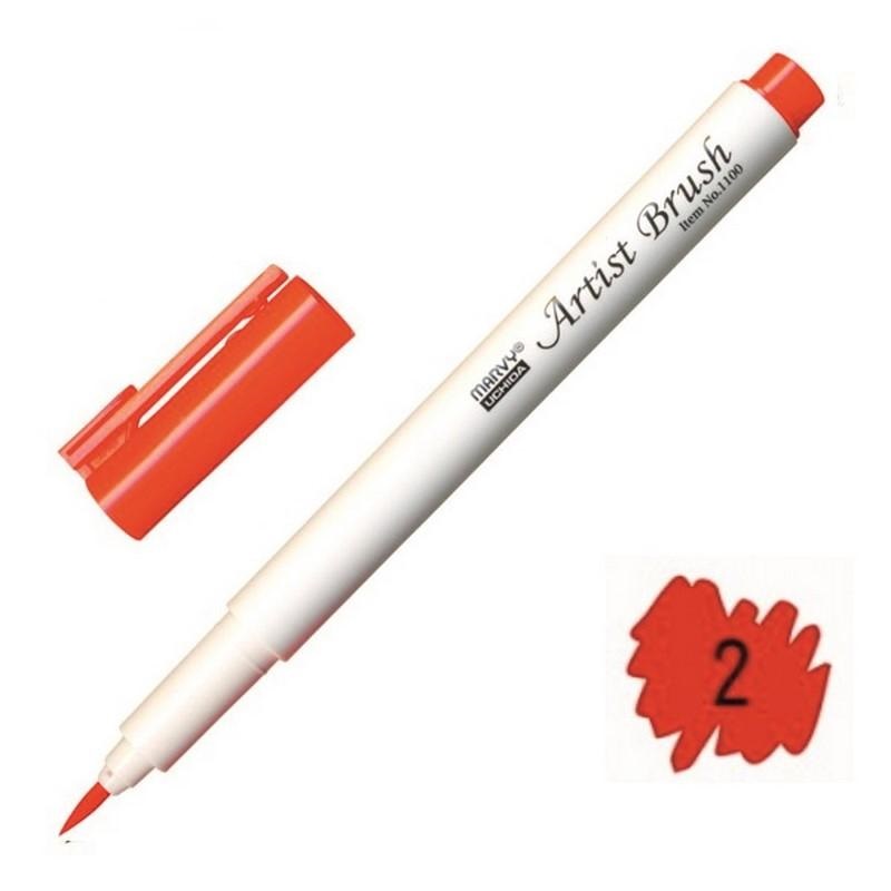 Bút lông đầu cọ viết calligraphy Marvy Artist Brush 1100 - Red (2)