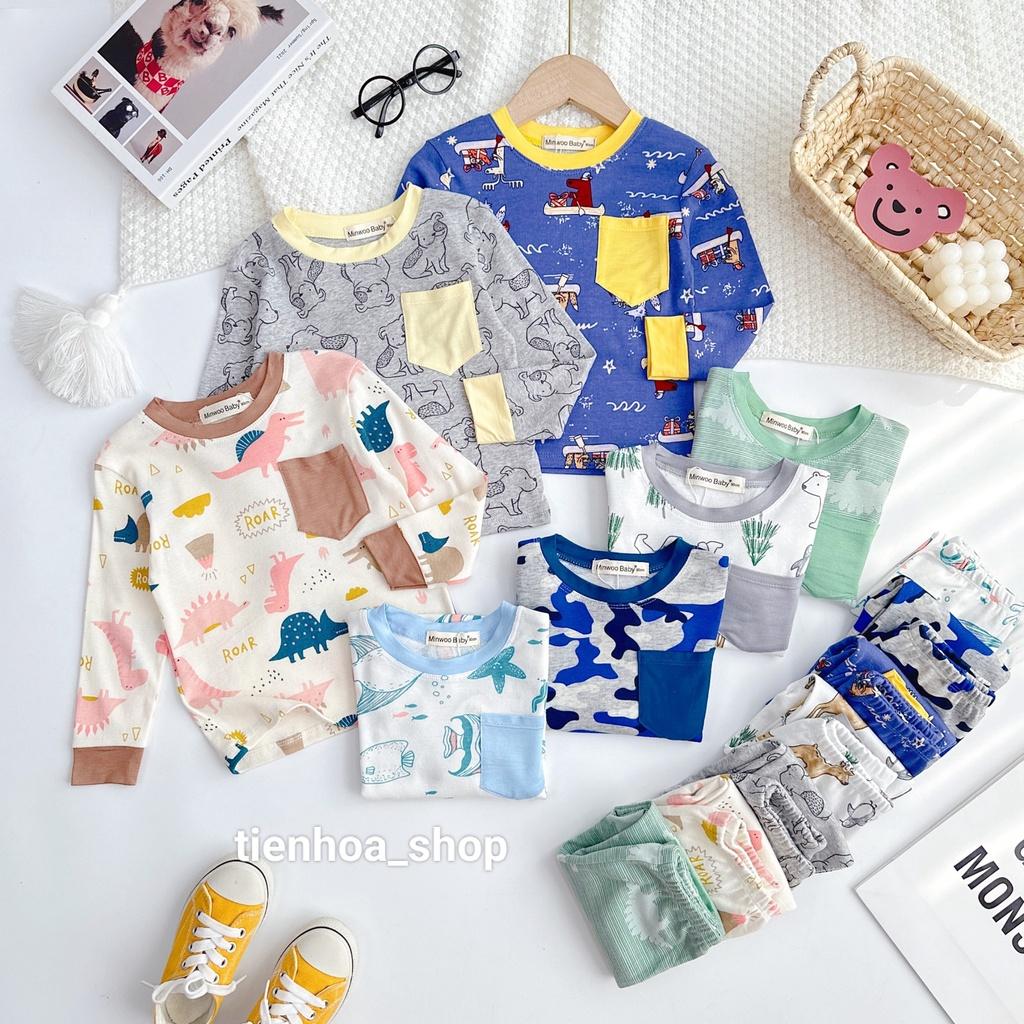 Bộ Dài Tay Có túi Cotton Bozip Xuất Xịn Siêu Mềm Mịn Mát Cho Bé Trai - Bảng 3 - HÀNG LOẠI 1