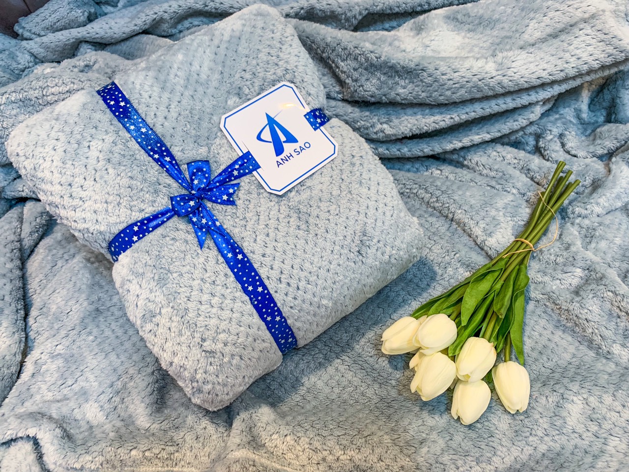 Mền lông cừu vân hạt bắp vải microfiber cao cấp A 1m6x2m  - mềm mại, ấm áp, thấm hút tốt