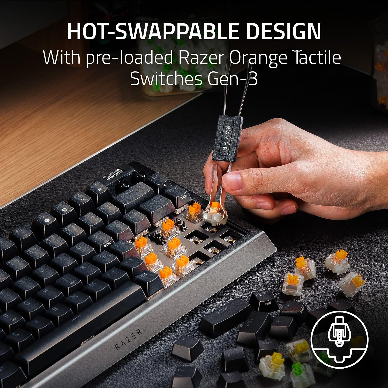 Bàn phím cơ Razer BlackWidow V4 75% - Hot-swappable Mechanical Gaming Keyboard - Hàng chính hãng, bảo hành 2 năm