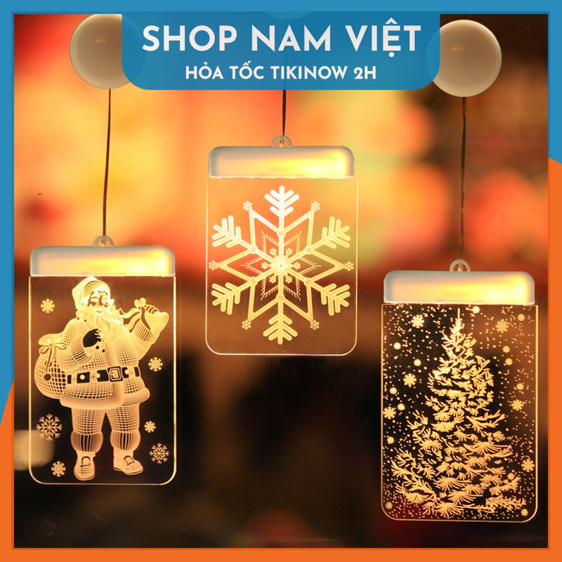 Dây Treo Đèn LED 3D Hình Cây Thông, Chuông Trang Trí Giáng Sinh, Noel - Chính Hãng NAVIVU