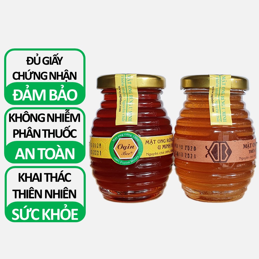 Mật ong ruồi nguyên chất và Mật ong rừng U Minh, Combo 2 lọ 100ml , Mật ong tự nhiên an toàn sức khỏe