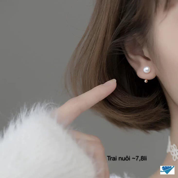 Bông tai trai bi tròn chất liệu bạc s925 MS48b