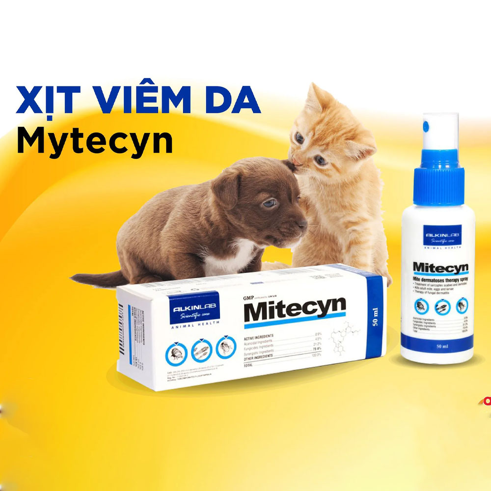 Chai Xịt Tri Ghẻ Nấm Viêm Da Cho Chó Mèo Alkin Mitecyn 50ml