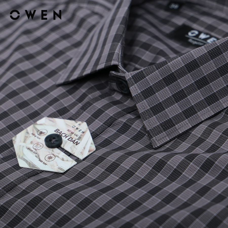 OWEN - Áo sơ mi Nam  Dài tay Form Regular Fit Chất liệu Bạch đàn Màu đậm - AR22708DT