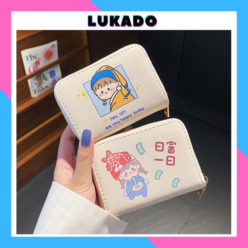 Ví nữ mini cầm tay ngắn cute hot trend dễ thương đẹp bỏ túi đựng thẻ nhiều ngăn nhỏ gọn thời trang Hàn Quốc cao cấp giá rẻ LUKADO