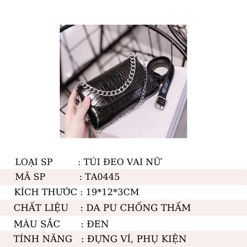 Túi đeo vai nữ thời trang – Túi kẹp nách phối xích 3 dây – TA04445