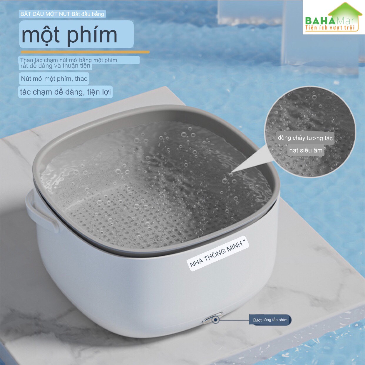 MÁY RỔ RỬA TRÁI CÂY, RAU CỦ BẰNG SÓNG SIÊU ÂM LOẠI BỎ TẠP CHẤT, KHỬ BỎ DƯ LƯỢNG THUỐC SÂU THUỐC, THUỐC BẢO QUẢN "BAHAMAR" Thao tác đơn giản bằng một nút ấn làm sạch 360 độ