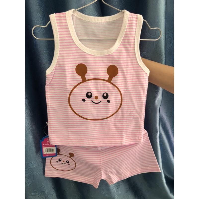 Đồ bộ ba lỗ bé gái và bé trai/ bộ hoạ tiết in sọc dễ thương 100% cotton