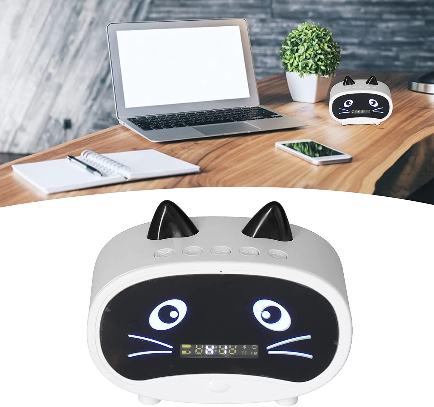 Đồng hồ báo thức hoạt hình mèo Đồng hồ báo thức kép, Loa Bluetooth, Cuộc gọi rảnh tay
