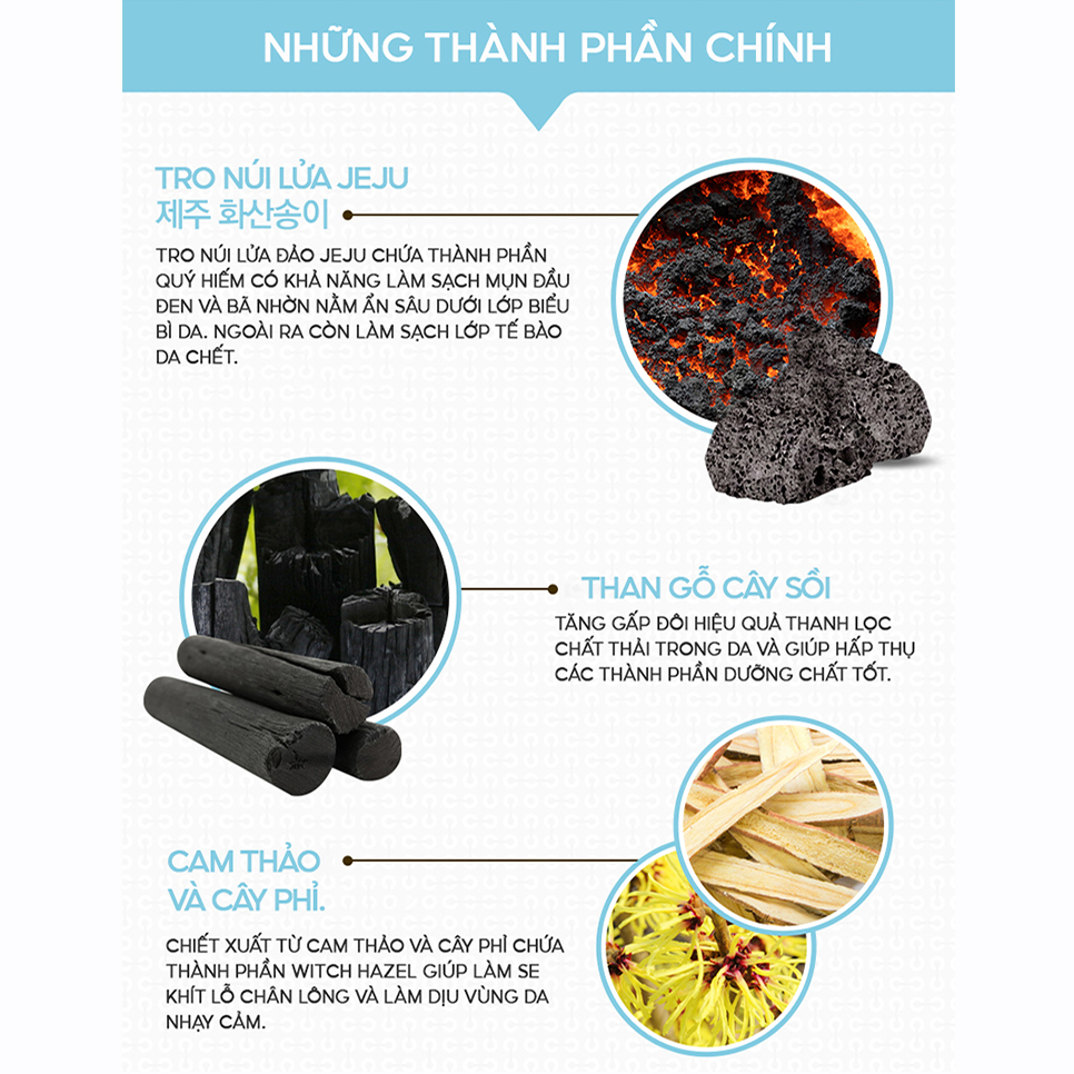 Miếng Dán Lột Mụn Đầu Đen Vùng Mũi Cằm Trán Từ Tro Núi Lửa Đảo JeJu Dewytree Black Head Out Nose Patch