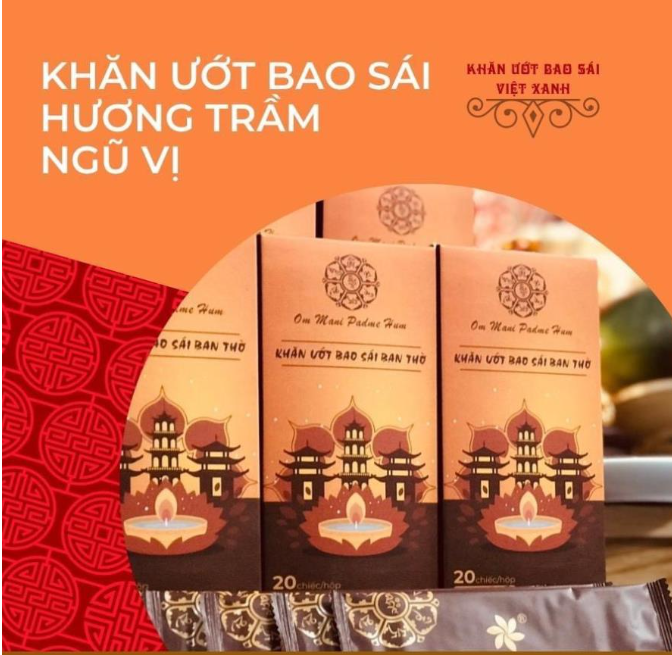 Hộp 20 khăn ướt bao sái ban thờ Việt Xanh