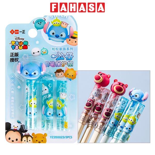 Vỉ 3 Nắp Đậy Bút Chì Disney Tsum Tsum - iiGEN YZ350023 - Stitch