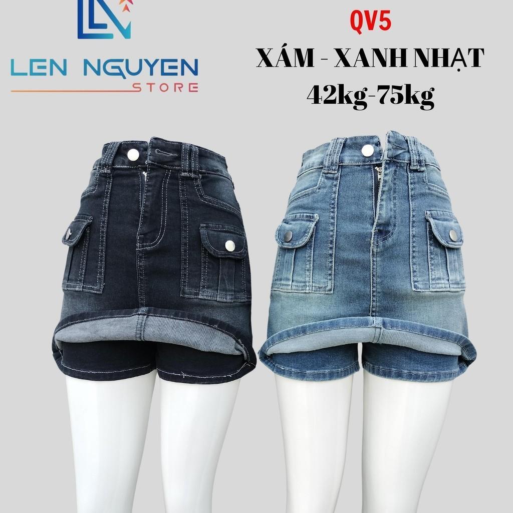 QV5_Quần jean nữ, quần váy, lưng cao, quần bò nữ dáng ôm, quần rin nữ có big size, cho 42kg đến 75kg,LEN NGUYEN STORE