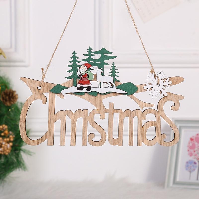 Phụ kiện trang trí Giáng sinh bằng gỗ-phụ kiện treo cửa trang trí Giáng sinh