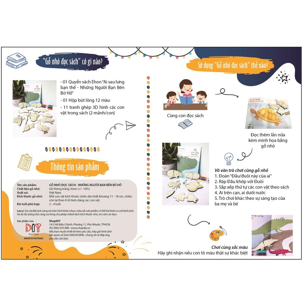 Bộ Tô Màu Gỗ chủ đề động vật kết hợp với trò chơi xếp hình 2 mảnh