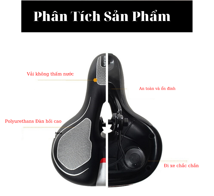 Yên xe đạp thể thao, Yên xe đạp thể thao êm ái thoáng khí dễ lắp đặt - Đệm Yên xe địa hình thể thao chuyên dụng